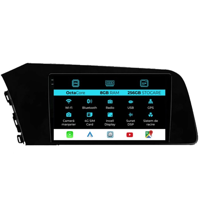 Navigatie Dedicata Hyundai Elantra (2020-2025), 9Inch, 8Gb Ram, 256Gb Stocare, Carplay
