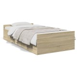 Cumpara ieftin Cadru de pat cu sertare stejar sonoma 90x200 cm lemn prelucrat