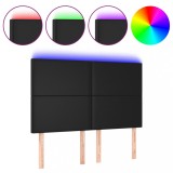 Cumpara ieftin Tablie de pat cu LED, negru, 144x5x118/128 cm, piele ecologica