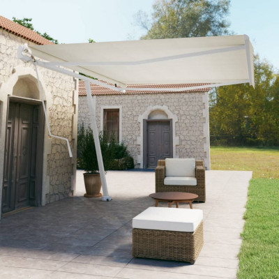 vidaXL Copertină autonomă retractabilă automat, crem, 500x350 cm 3069667 foto