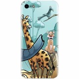 Husa silicon pentru Apple Iphone 6 Plus, Children Drawings Elephants Giraffes Lions