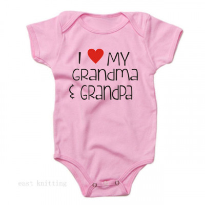 Body roz pentru fetite - I love grandma and grandpa (Marime Disponibila: 12-18 foto