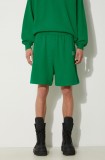 Awake NY pantaloni scurti din bumbac Awake Sweatshort culoarea verde, melanj, SP24-PA006