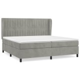 Cumpara ieftin Pat box spring cu saltea, gri deschis, 200x200 cm, catifea