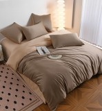 Cumpara ieftin Lenjerie De Pat Tip Matase Eclipta Tm017, Bumbac, Poliester, 4 Piese, Fara Elastic, Maro