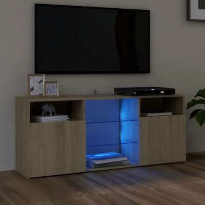 vidaXL Comodă TV cu lumini LED, stejar sonoma, 120x30x50 cm foto