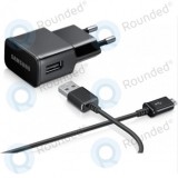 &Icirc;ncărcător de călătorie Samsung USB 1000 mAh incl. Cablu de date USB (Bulk) negru ETA0U81EBE + ECC1DU5ABE