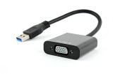 CABLU video GEMBIRD, adaptor USB 3.0 (T) la VGA (M), 15cm, rezolutie maxima Full HD 1920 x 1080 la 60Hz, negru, &quot;AB-U3M-VGAF-01&quot; (timbru verde 0.08 le