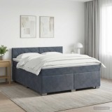 Cumpara ieftin Pat box spring cu saltea si LED Gri inchis 180 x 200 cm Catifea