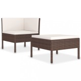 Cumpara ieftin Set mobilier relaxare gradina cu perne 2 piese maro poliratan