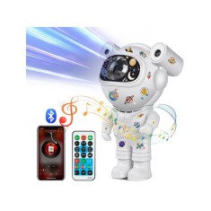 Proiector de stele LED si boxa Astronaut cu bluetooth incorporat, cap rotativ si detasabil, telecomanda