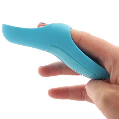 Vibrator din silicon SATISFYER Teaser light finger albastru 12.5cm - foto