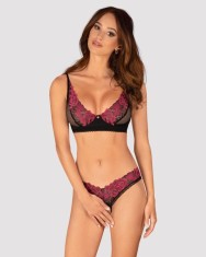 Set Lenjerie Sexy Cu Dantela Rosenty, Negru + Roz, XS/S