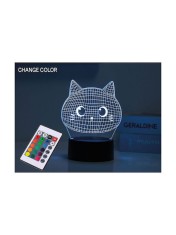 Lampa 3D pisica, iluminare cu LED si telecomanda, cu 16 culori, iTotal foto