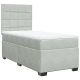 Cumpara ieftin Pat continental cu saltea, gri deschis, 80x200 cm, catifea