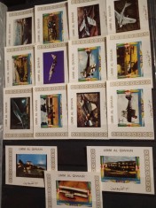 UMM AL QIWAIN, AVIOANE - 15 MINICOLIȚE MNH IMPERF.