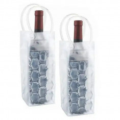 Set 2 x huse frigorifice, cu gel, reutilizabile, alternative pentru pungile de gheata de unica folosinta, pentru sticlele de vin sau alte bauturi, pen