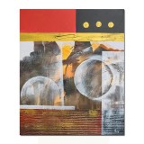 Tablou abstract pictat manual, Calatorie prin spatiu 2, 60x50cm ulei pe panza in relief efect 3D, gata de agatat pe perete