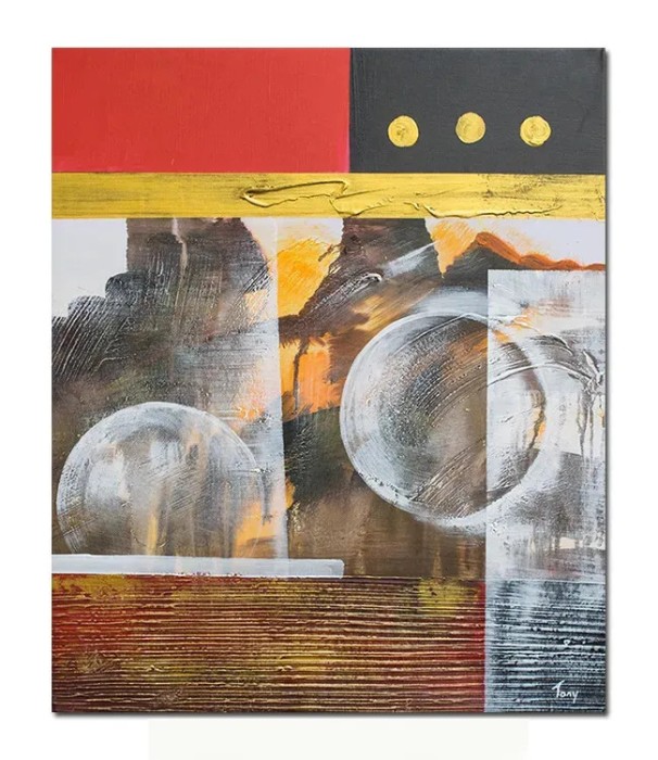 Tablou abstract pictat manual, Calatorie prin spatiu 2, 60x50cm ulei pe panza in relief efect 3D, gata de agatat pe perete