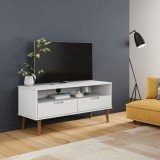Dulap TV &bdquo;MOLDE&rdquo; alb, 106x40x49 cm, din lemn masiv de pin GartenMobel Dekor, vidaXL