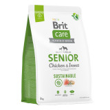 Brit Care Sustainable Senior, XS-XL, Pui și Insecte, hrană uscată c&acirc;ini senior, sistem digestiv, 3kg