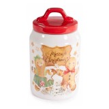 Borcan Craciun ceramica multicolora in cutie cadou &Oslash; 10 cm x 17 H