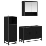 vidaXL Set de mobilier pentru baie 3 pcs Stejar Negru Lemn compozit 3402365
