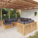 Cumpara ieftin Set mobilier grădină cu perne, 10 piese, lemn masiv de tec