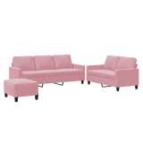 Cumpara ieftin Set de canapele cu perne, 3 piese, roz, catifea
