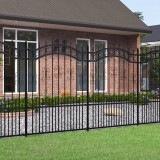vidaXL Gard grădină cu v&acirc;rfuri negru 190 cm oțel vopsit electrostatic