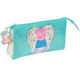 Penar Peppa Pig Pretty Flowers cu 3 compartimente, 22x12x3 cm