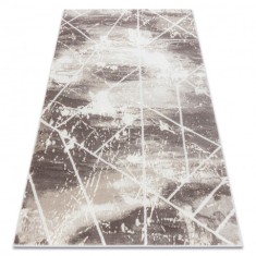 Covor CORE 1818 Geometric - structural, două niveluri de l&acirc;nă, fildeş / alb, 80x150 cm