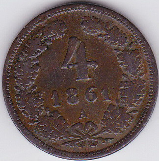 Austria 4 Kreuzer 1861 A Viena