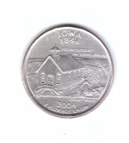Moneda SUA 25 centi/quarter dollar 2004 P, Iowa 1846, stare buna, curata, America de Nord, Cupru-Nichel