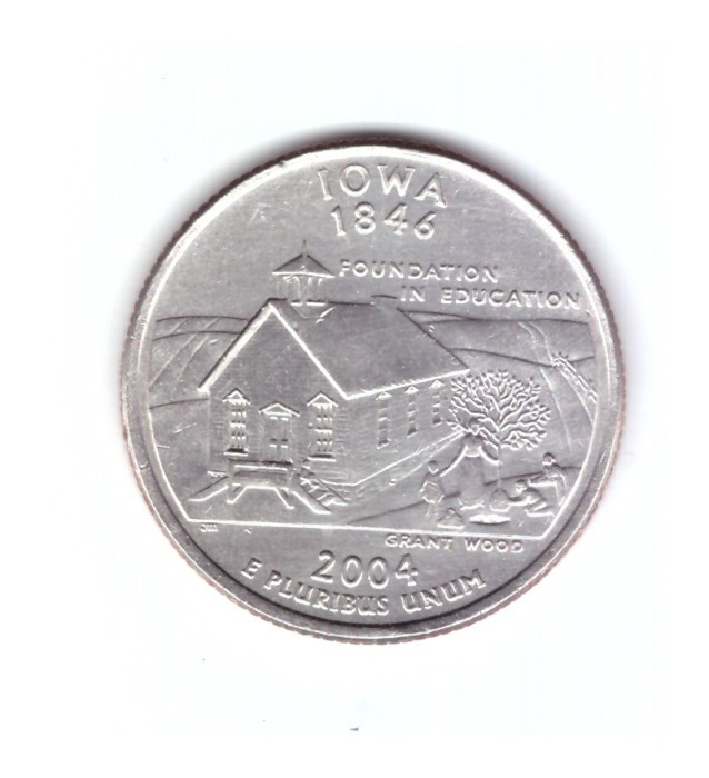 Moneda SUA 25 centi/quarter dollar 2004 P, Iowa 1846, stare buna, curata