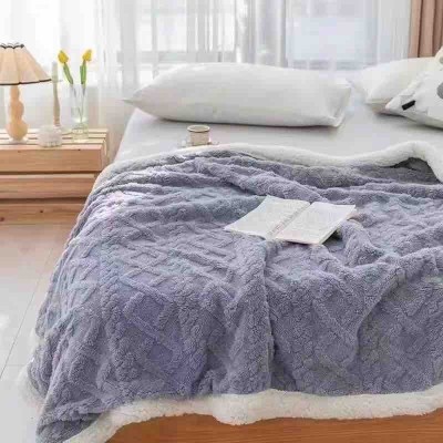 Patura cocolino 200x230cm,tip tricotaj cu blanita,gri deschis-F042 foto