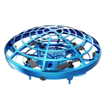 Mini drona OZN disc zburator interactiv, 3 senzori infrarosu, lumina LED, bleu foto