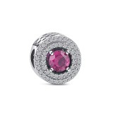 Cumpara ieftin Charm/talisman argint 925, JW1177, model elegant cu piatra roz, placat cu rodiu