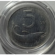 Italia, 5 Lire 1986, UNC.