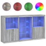 Servanta cu lumini LED, gri sonoma, 181,5x37x100 cm