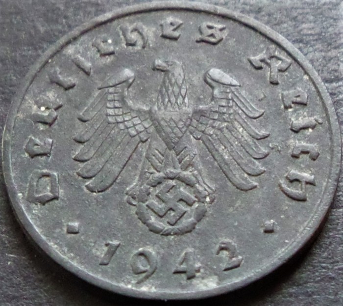 Moneda istorica 1 REICHSPFENNIG - GERMANIA NAZISTA, anul 1942 A * cod 4342