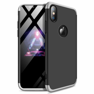 Husa APPLE iPhone XS Max - GKK 360 Full Cover (Negru/Argintiu) foto