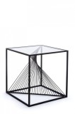 Cumpara ieftin Masuta cafea cu cadru din fier negru si blat sticla Espiral 48 cm x 48 cm x 51 h