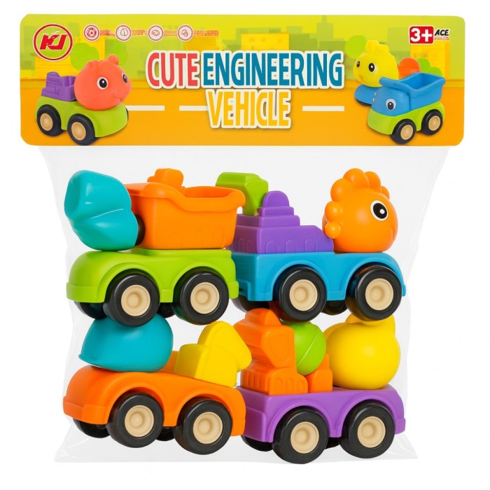 Set 4 masinute colorate pentru copii , Cute Engineering Vehicle , jucarii tip vehicul, 3+