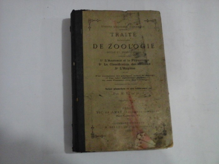 TRAITE elementaire DE ZOOLOGIE - Paris 1888