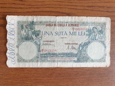 Bancnota 100000 lei 1945 foto