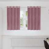 Draperii opace cu ocheți, 2 buc., roz &icirc;nchis, catifea