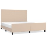 Cumpara ieftin Cadru de pat cu tablie, cappuccino, 180x200 cm, piele ecologica