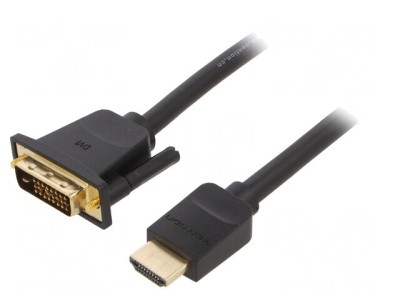 Cablu DVI-D la HDMI 1m Negru foto