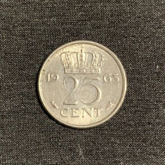 Moneda 25 cenți 1963 Olanda